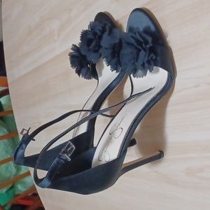 Jenna flower pom pom heels